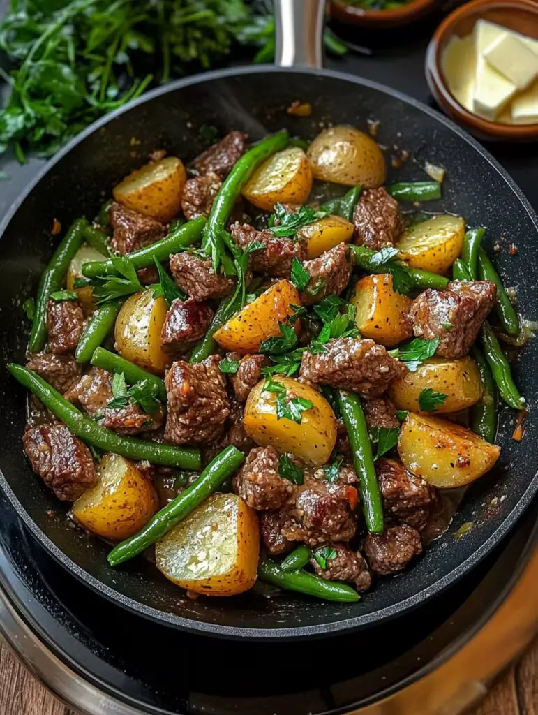 Close Up of Ranch Green Beans n Potatoes with Beef