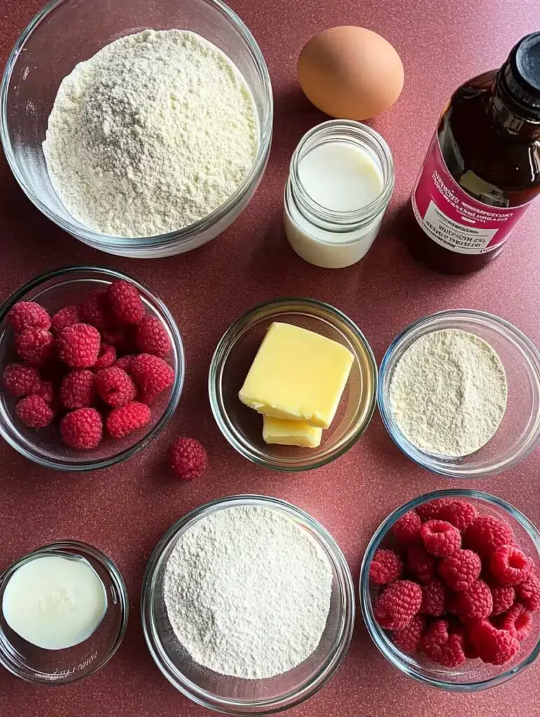 Ingredients for White Chocolate Raspberry Cake