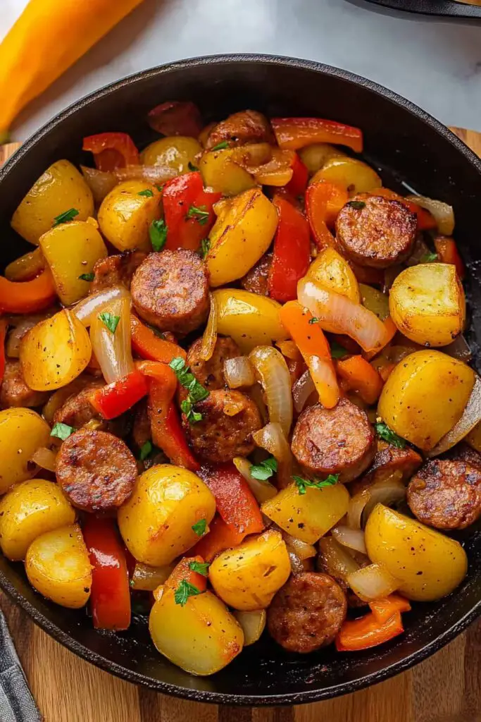 Smoked-Sausage-and-Potatoes-Skillet-with-Onions-and-Peppers