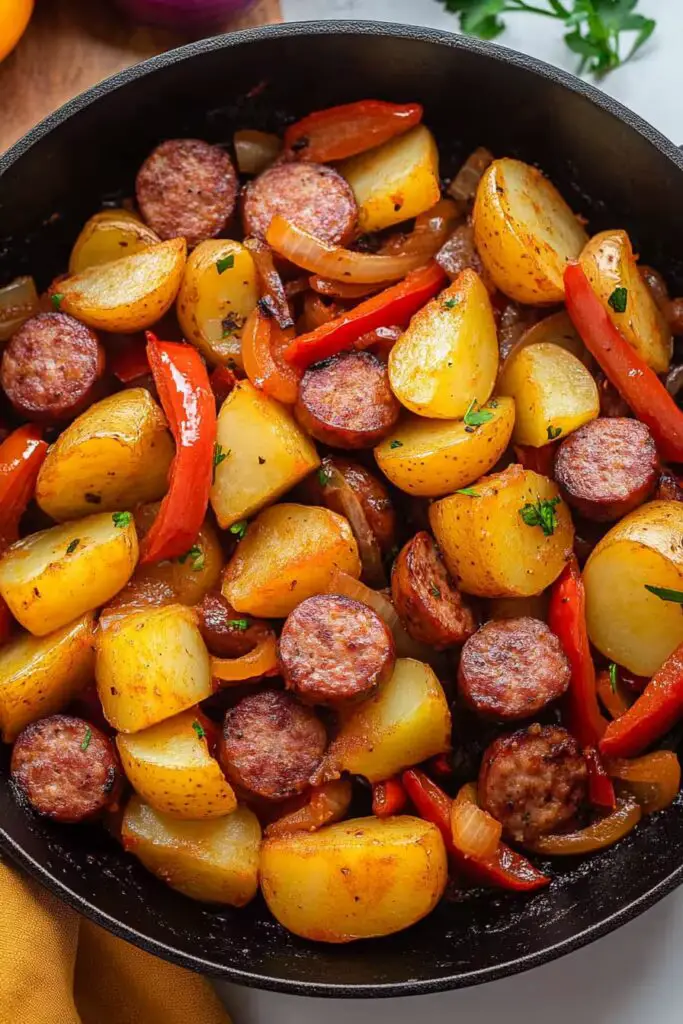 Smoked Sausage and Potatoes Skillet with Onions and Peppers3