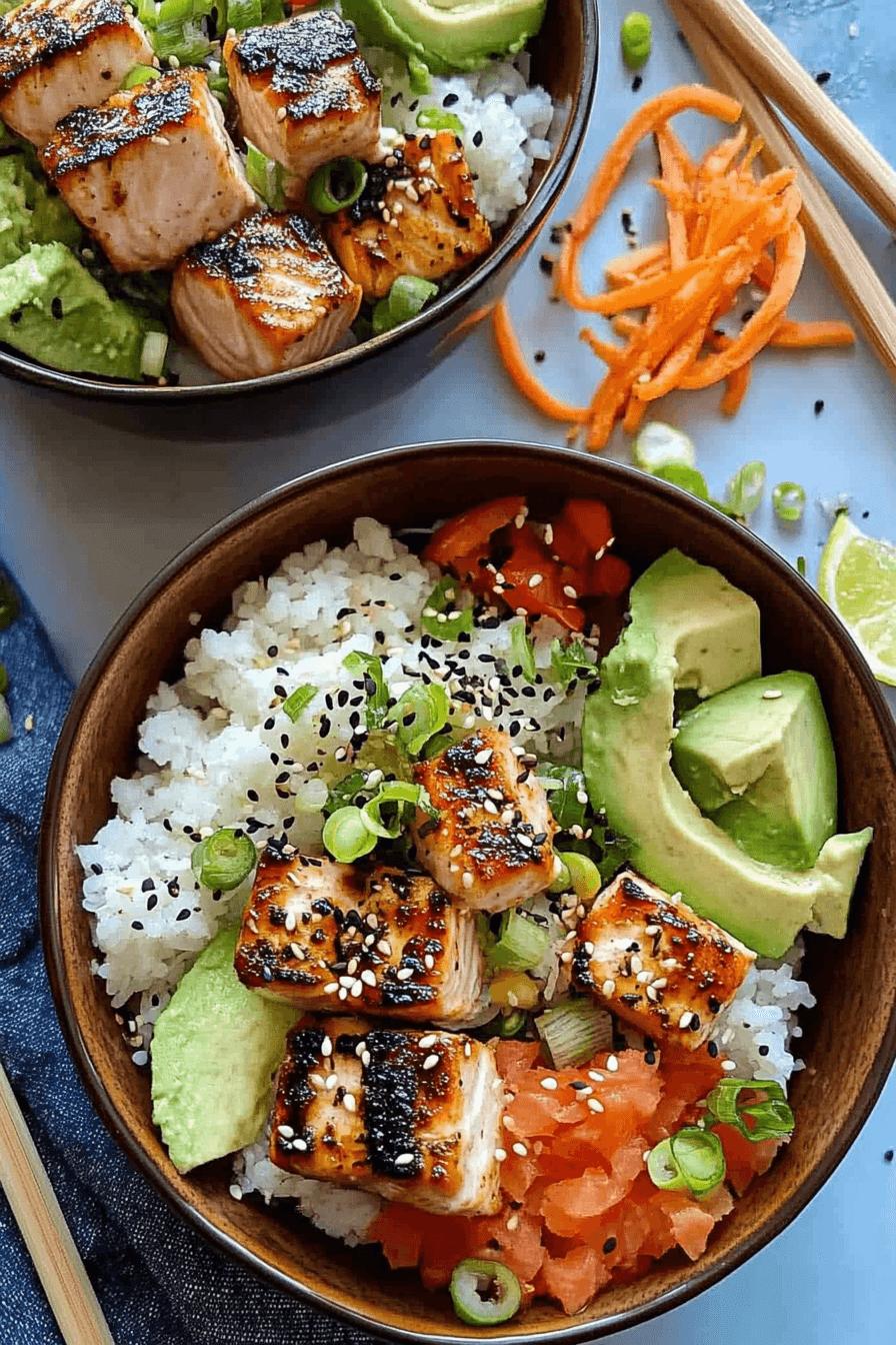 Crispy Spicy Salmon Bowls