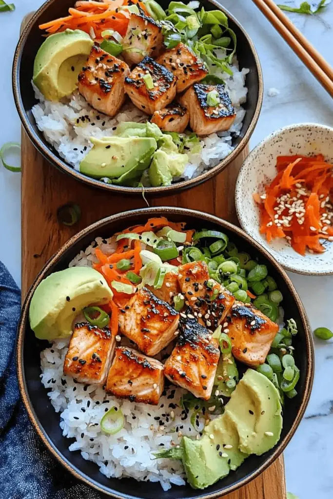 Crispy Spicy Salmon Bowls