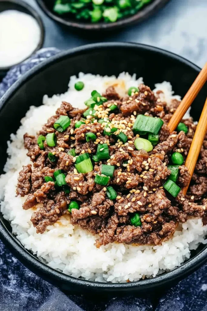 KOREAN GROUND BEEF AND RICE BOWLS