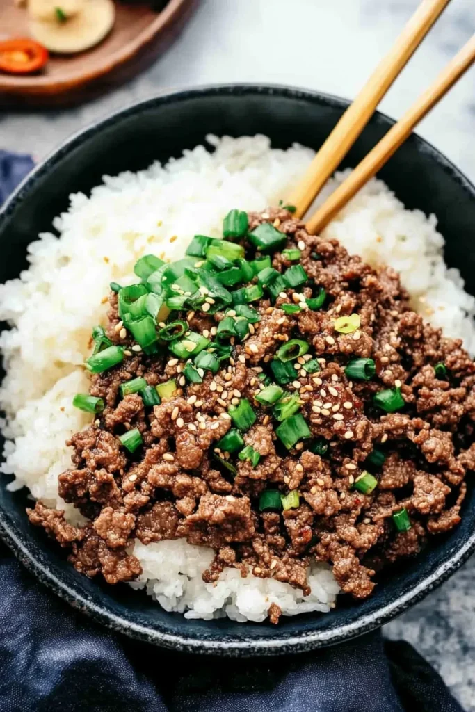 KOREAN GROUND BEEF AND RICE BOWLS