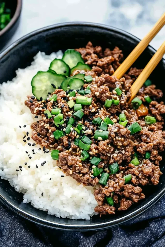 KOREAN GROUND BEEF AND RICE BOWLS