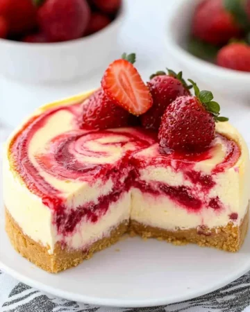 STRAWBERRY SWIRL CHEESECAKE