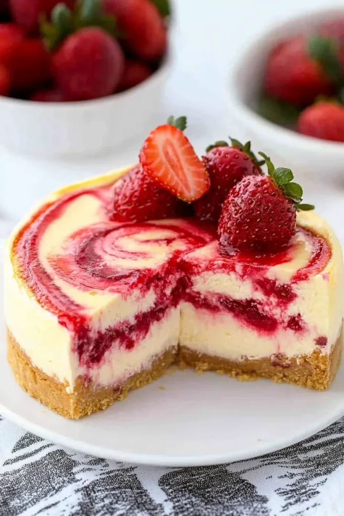 STRAWBERRY SWIRL CHEESECAKE