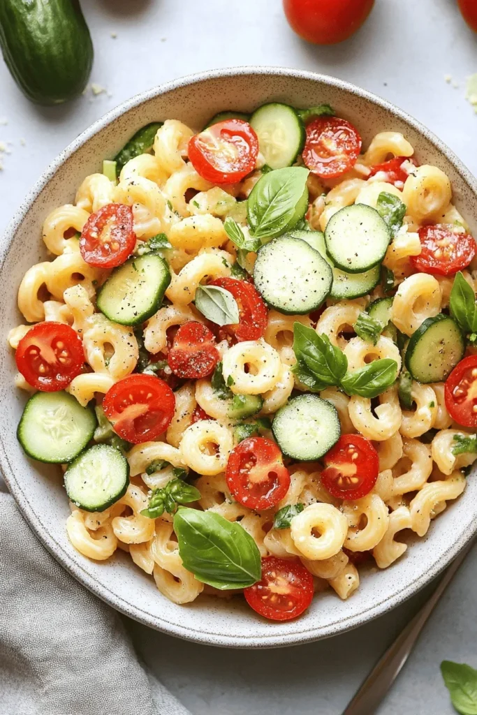 15-Minute Cucumber Tomato Pasta Salad 3 15-Minute Cucumber Tomato Pasta Salad