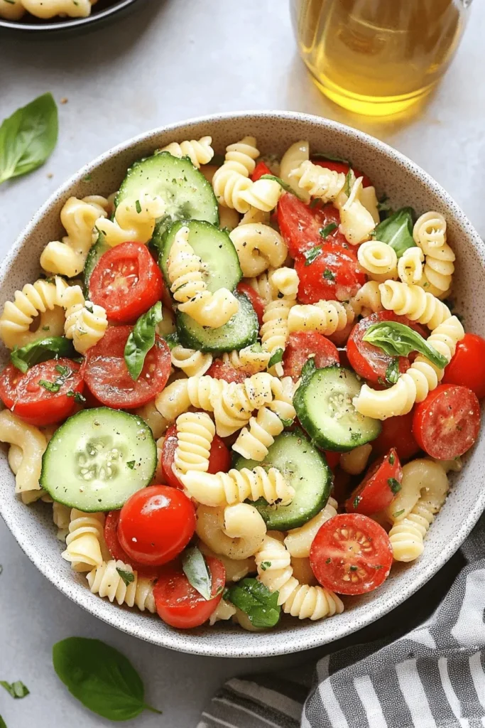 15-Minute Cucumber Tomato Pasta Salad 4 15-Minute Cucumber Tomato Pasta Salad