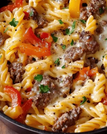 PHILLY CHEESESTEAK PASTA SKILLET